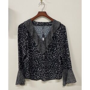 Acrobat Blouse Cheetah Print Ruffled Women's Large NWT
